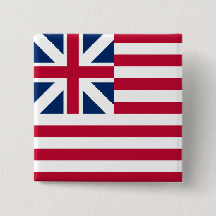 Grand Union, 1st USA Flag of Colonies 2 Inch Square Button