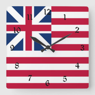 Grand Union, 1st USA Flag of Colonies Square Wall Clock