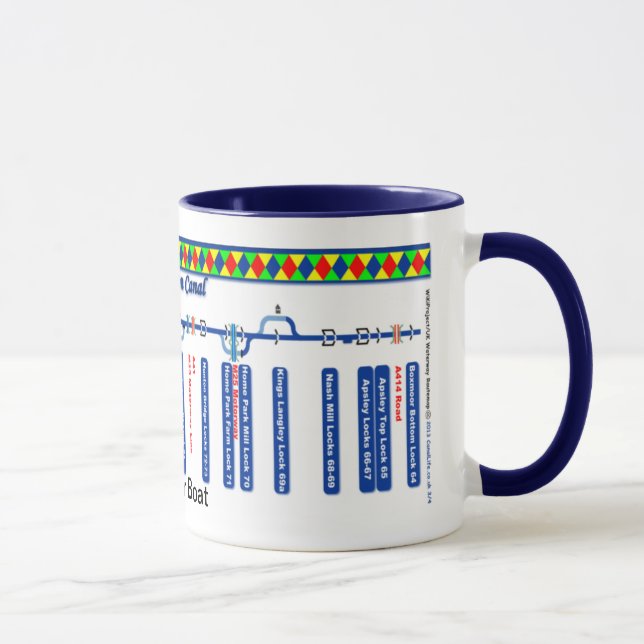 Grand Union Canal Route Map (3 of 4) Mug (Right)