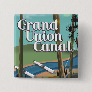 grand union canal travel poster 2 inch square button