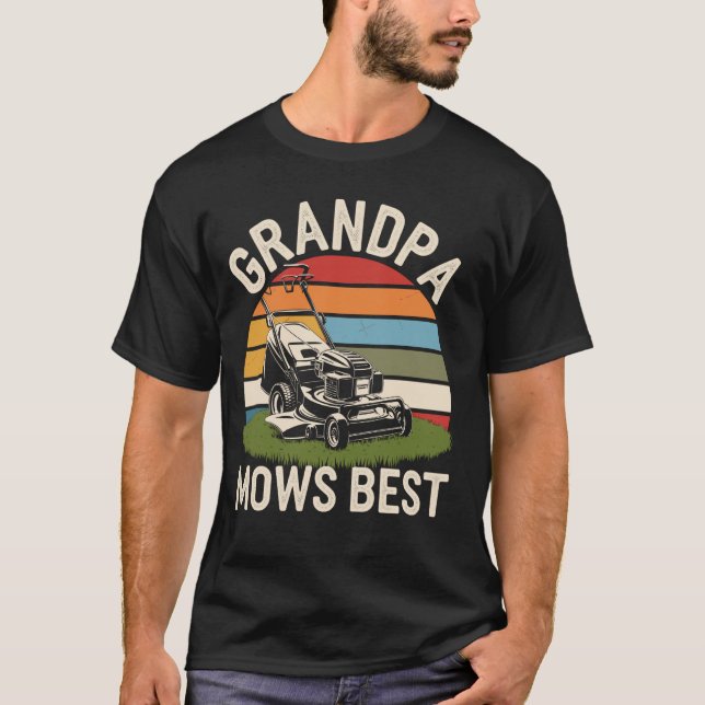 Granda Mows Best Funny Lawn Mowing Lawn Mower T-Shirt (Front)