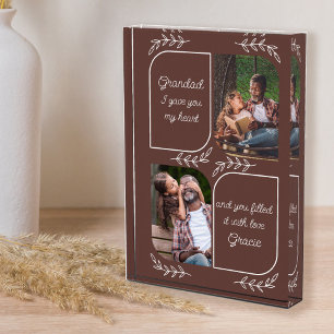 Grandad 2 Vertical Photo Loving Words Personalized Block