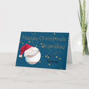 Grandad Baseball Sports Holiday Christmas Card