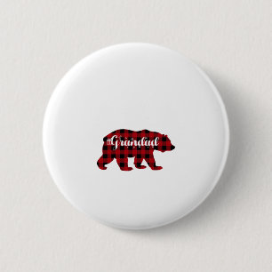 Grandad Bear Buffalo Red Plaid Matching Family 2 Inch Round Button