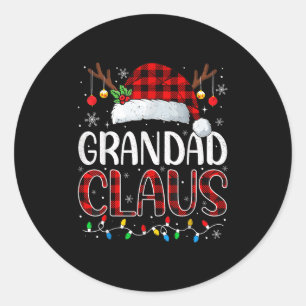 Grandad Claus Christmas Lights Pajama Family Match Classic Round Sticker