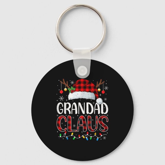 Grandad Claus Christmas Lights Pajama Family Match Keychain (Front)