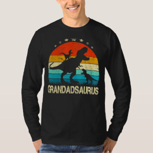 Grandad Dinosaur Grandadsaurus 2 Two Kids Christma T-Shirt