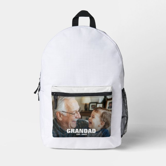 Grandad Est Gift For First Time Grandpa Printed Backpack (Front)