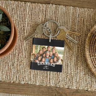 Grandad EST Year Photo Keepsake Total Grands Keychain