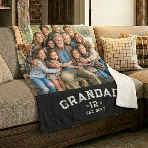 Grandad Est Year Photo Keepsake Total Grands Sherpa Blanket