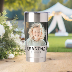 Grandad Established 3 Photo Collage Script Gift Insulated Tumbler