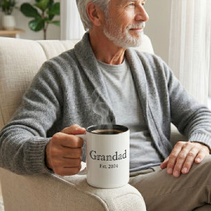 Grandad Established Black Bold Minimal  Two-Tone Coffee Mug