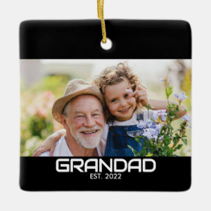 Grandad Established Black White Bold Photo  Ceramic Ornament