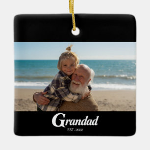 Grandad Established Black White Bold Photo  Ceramic Ornament