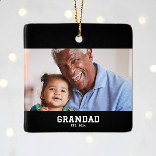 Grandad Established Black White Bold Photo Ceramic Ornament