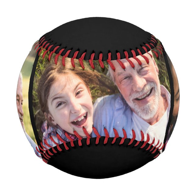 Grandad Established Bold Black 3 Photo Baseball (Front)