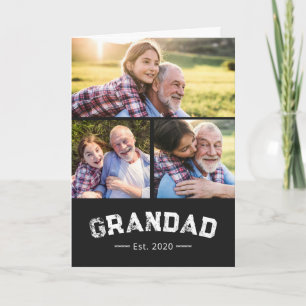 Grandad Established Bold Black 3 Photo Card
