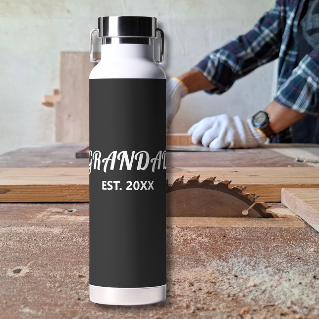 Grandad Established Bold White Typography Water Bottle (Creator Uploaded)