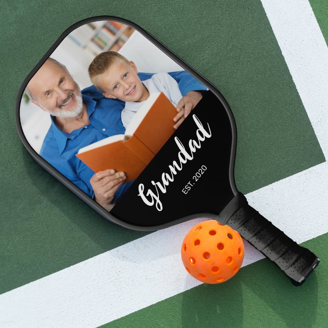 Grandad Established Fun Script Photo Pickleball Paddle (Creator Uploaded)