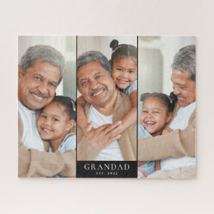 Grandad Established Modern 3 Photo Jigsaw Puzzle