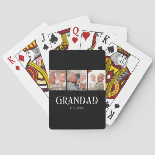 Grandad Established Modern 3 Photo  Playing Cards