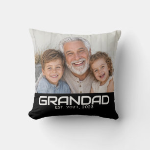 Grandad Established Modern Bold Photo Throw Pillow