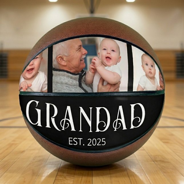Grandad Established Modern Script 3 Photo Basketball (Creator Uploaded)