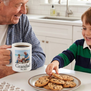 Grandad Established Photo Black Bold Minimal Coffee Mug