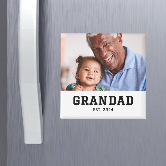 Grandad Established Photo Gift Magnet (Creator Uploaded)