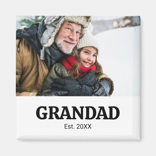 Grandad Established Photo Gift Magnet (Front)