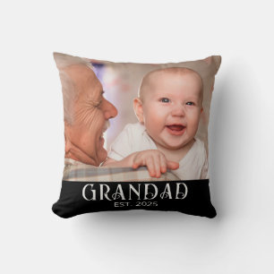 Grandad Established Photo Gift Throw Pillow