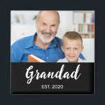 Grandad Established Photo Grandfather's Day  Magnet<br><div class="desc">Grandad Established Photo Grandfather's Day Gift. Minimal Elegant White Script Grandad Typography. Add your photo. Custom "Est" established year when your first grandchild was born. Add additional years for each child.</div>
