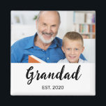 Grandad Established Photo Grandfather's Day  Magnet<br><div class="desc">Grandad Established Photo Grandfather's Day Gift. Minimal Elegant Black Script Grandad Typography. Add your photo. Custom "Est" established year when your first grandchild was born. Add additional years for each child.</div>