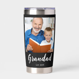 Grandad Established Script 2 Photo Black Insulated Tumbler