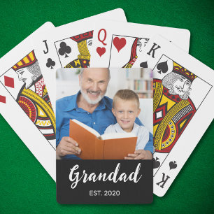 Grandad Established Script Photo Playing Cards