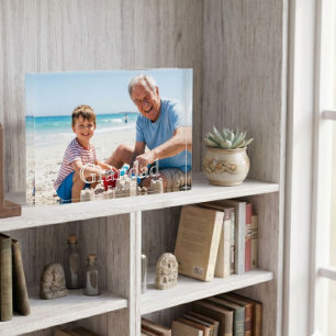 Grandad Established White Bold Minimal Text Photo Block