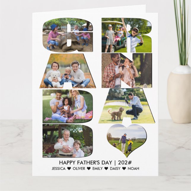 GRANDAD Father's Day Letter Cutout Photo Collage Card (Front)
