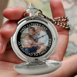 Grandad First Fathers Day Personalized Photo Pocket Watch<br><div class="desc">Photo pocket watch with fully editable personalized text and your favourite photo. The wording currently reads "first father's day as grandad to [name[ · 20##" and you can customize this as you wish. A lovely keepsake gift for any occasion and perfact as a fathers day watch or birth announcement gift,...</div>
