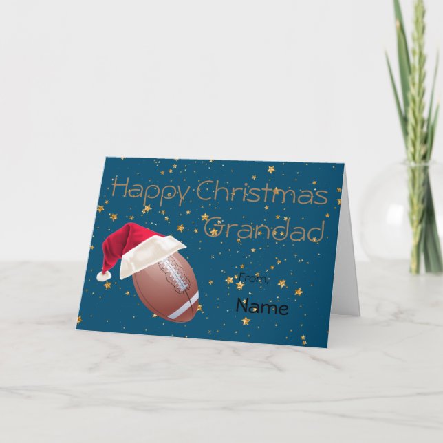Grandad Football Sports Christmas Personalized Holiday Card (Front)