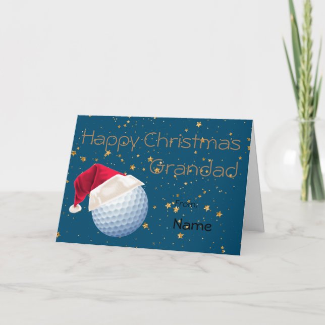 Grandad Golf Sports Christmas Personalized Holiday Card (Front)