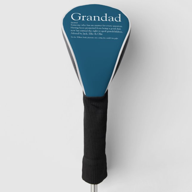 Grandad Grandpa Definition Quote Modern Blue Fun Golf Head Cover (Front)