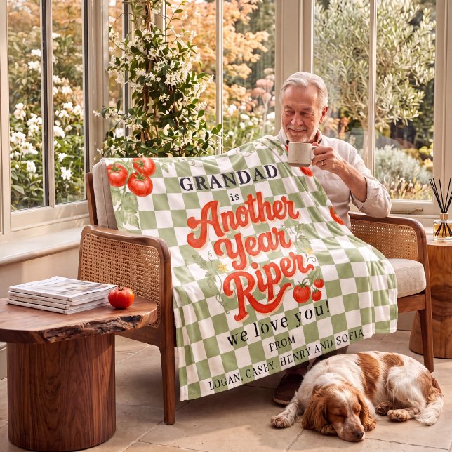 Grandad is Another Year Riper Text Fleece Blanket (Creator Uploaded)