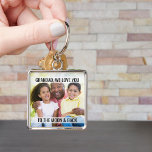Grandad Love You to the Moon and Back Photo Keychain<br><div class="desc">Photo keychain with fully editable wording and your own photo. The wording currently reads "grandad we love you to the moon & back" and you can keep or edit this as you wish. The design is lettered in modern typography and handwritten script. Please browse my store or my "love you...</div>