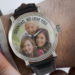 Grandad Love You to the Moon and Back Photo Watch<br><div class="desc">Personalized photo watch - perfect for grandad - but you are welcome to customize the text as you wish. Upload your favourite photo and it will be displayed with a semi-opaque border overlay, as a base for the typography. The wording currently reads "Grandad, we love you to the moon and...</div>