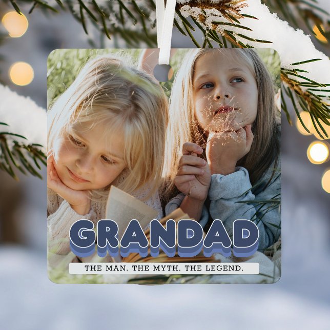 Grandad Man Myth Legend Photo Christmas Metal Ornament (Creator Uploaded)