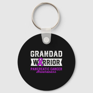 Grandad Of A Warrior Pancreatic Purple Ribbon Supp Keychain