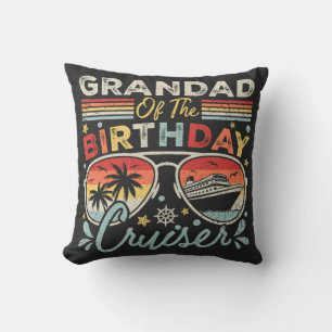 Grandad of the Birthday Cruiser Vacation Throw Pillow
