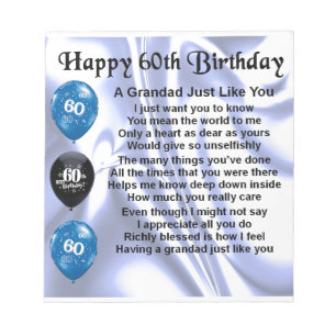 Grandad Poem - 60th Birthday Notepad