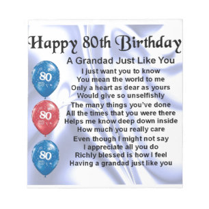 Grandad poem - 80th Birthday Design Notepad
