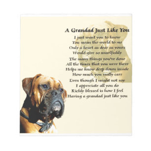 Grandad Poem - Boxer Dog Design Notepad